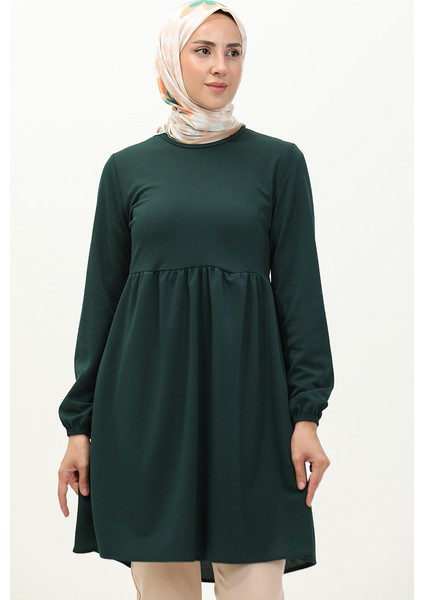 Büzgülü Tunik 7272-09 Zümrüt Yeşili