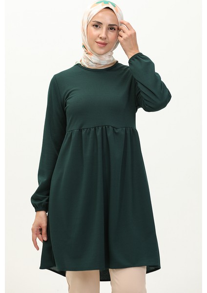 Büzgülü Tunik 7272-09 Zümrüt Yeşili