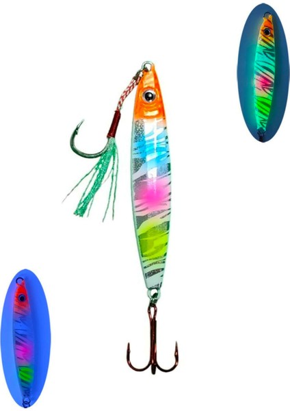 Sardin2 22G - Sahte Yem Kaşık Rapala - Levrek, Palamut, Lüfer, Çinekop, Turna Jig Yemi-Zebra Glow