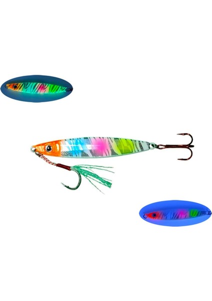 Sardin2 22G - Sahte Yem Kaşık Rapala - Levrek, Palamut, Lüfer, Çinekop, Turna Jig Yemi-Zebra Glow