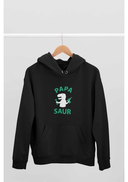 Papasaur Babalar Günü Eğlenceli Hediyelik Baskılı Unisex Kapüşonlu Sweatshirt Hoodie