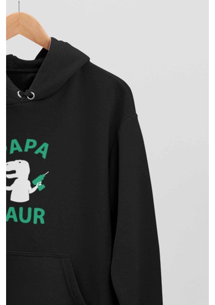 Papasaur Babalar Günü Eğlenceli Hediyelik Baskılı Unisex Kapüşonlu Sweatshirt Hoodie