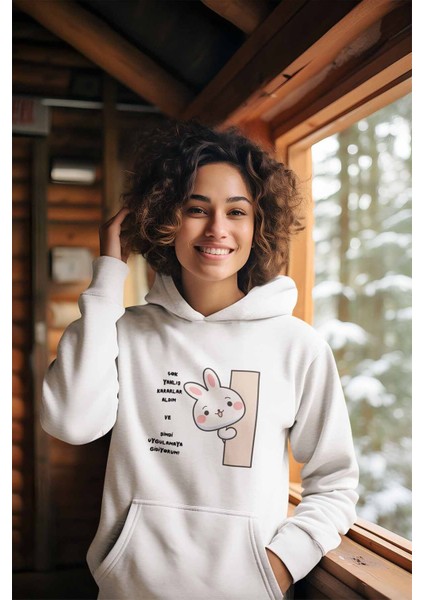 Yanlış Kararlarımı Uygulamaya Gidiyorum Baskılı Unisex %100 Pamuklu Kapüşonlu Sweatshirt Hoodie
