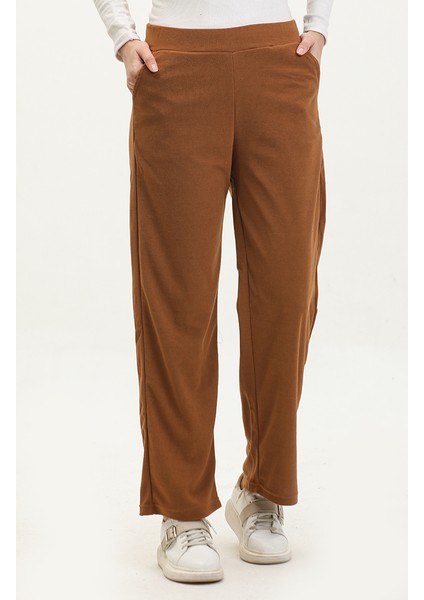 Kadife Bol Paça Pantolon 77602-06 Taba