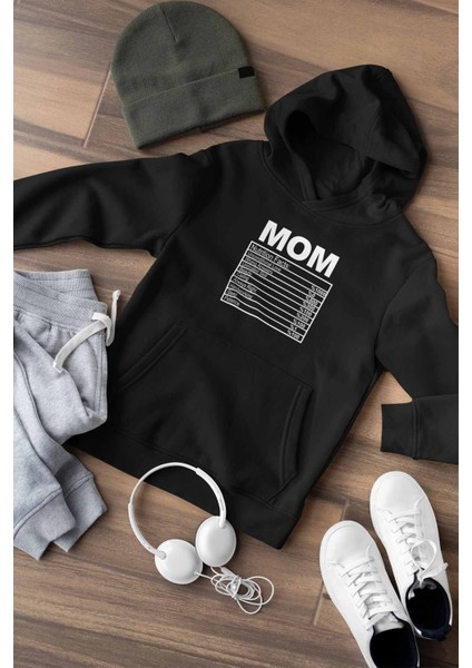 Mom Nutrition Facts Anneler Günü Baskılı Unisex Kapüşonlu Sweatshirt Hoodie
