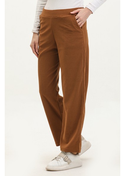 Kadife Bol Paça Pantolon 77602-06 Taba