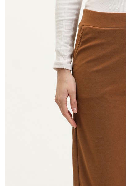 Kadife Bol Paça Pantolon 77602-06 Taba