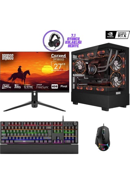 DRX7171 I5 12400F 32GB Ddr5 Ram 1tb Nvme 8gb RTX4060 27 Inç 240Hz Curved Oyuncu Bilgisayarı