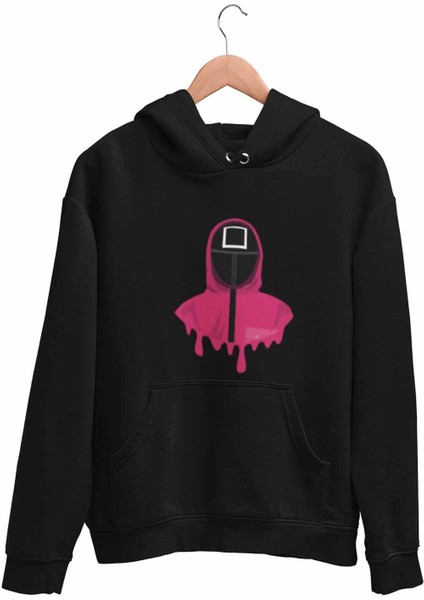 Squid Game Baskılı Unisex %100 Pamuk Kapüşonlu Sweatshirt Hoodie