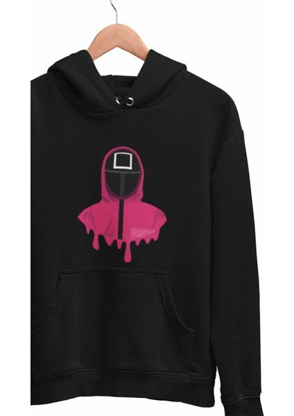 Squid Game Baskılı Unisex %100 Pamuk Kapüşonlu Sweatshirt Hoodie