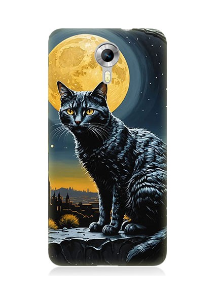 General Mobile Discovery 4g Uyumlu Ay ve Kedi Desenli Silikon Kılıf