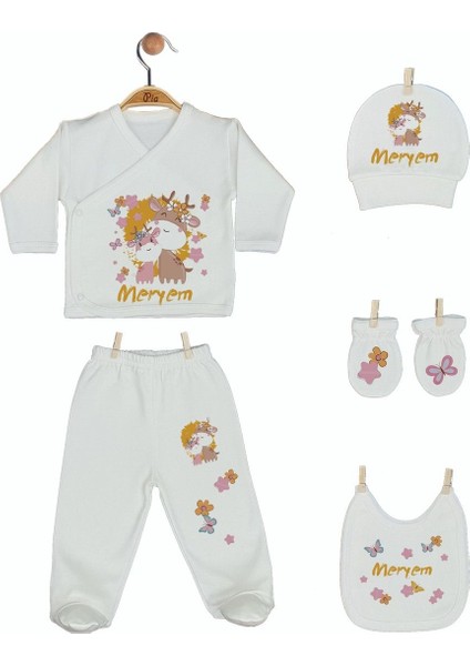 %100 Pamuk Baskılı 11’li Isime Özel Organik Unisex Bebek Hastane Çıkışı