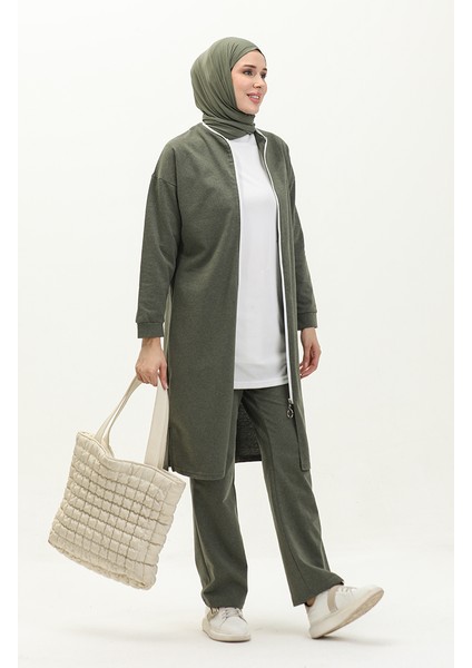 Fermuarlı Eşofman Takım 3044-09 Haki