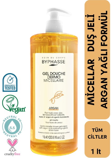 Dermo Micellar Argan Oil Duş Jeli Tüm Ciltler Için 1000ml