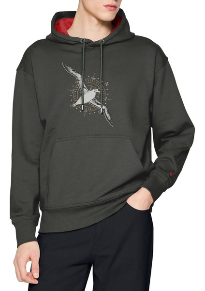 Albatros Baskılı Sweatshirt Hoodie