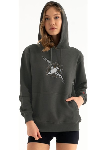 Albatros Baskılı Sweatshirt Hoodie