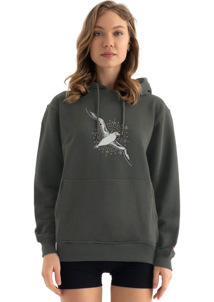 Albatros Baskılı Sweatshirt Hoodie
