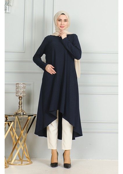Bürümcük Kumaş Asimetrik Kesim Tunik 1032-01 Lacivert fiyatları