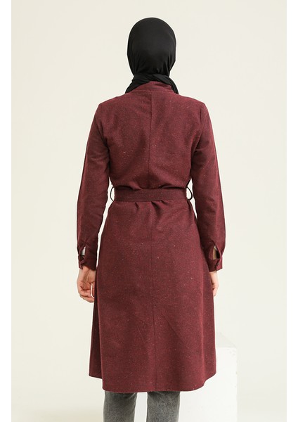 Yün Viskon Kuşaklı Tunik 6544-05 Bordo modelleri