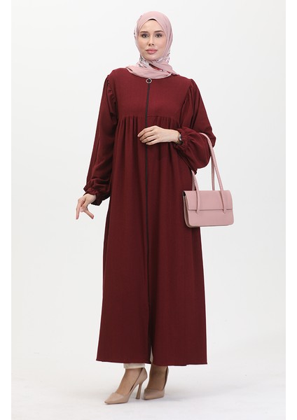 Robadan Büzgülü Ferace 1052-01 Bordo