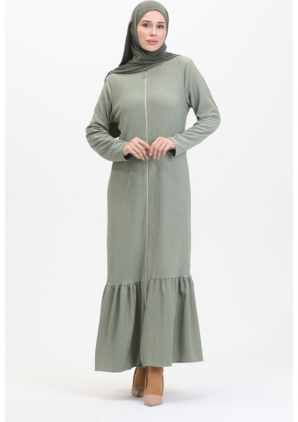 Eteği Fırfırlı Ferace 5109-05 Çağla Yeşili fiyatları