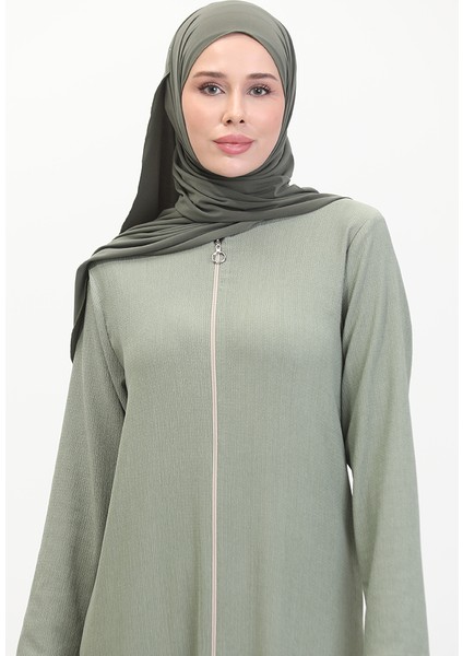 Eteği Fırfırlı Ferace 5109-05 Çağla Yeşili modelleri