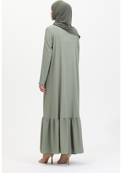 Eteği Fırfırlı Ferace 5109-05 Çağla Yeşili indirimleri