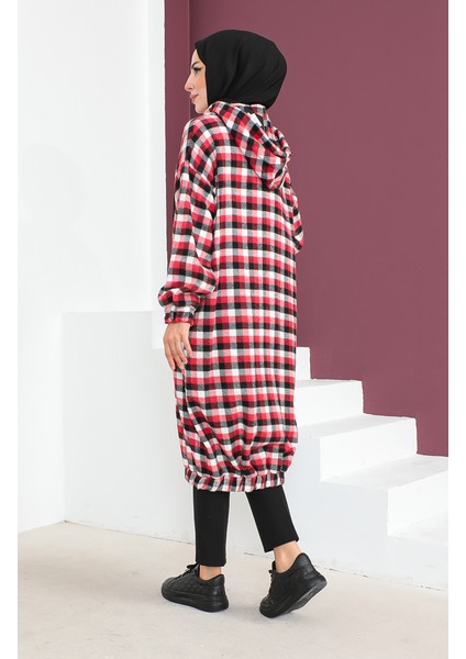 Ekose Desenli Yünlü Kap 23K8805-02 Bordo