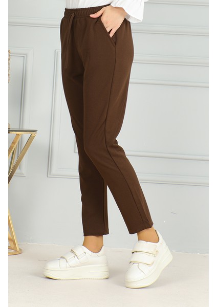 Beli Lastikli Pantolon 0498-02 Kahverengi fiyatları