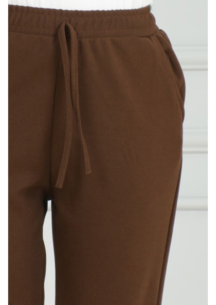 Beli Lastikli Pantolon 0498-02 Kahverengi modelleri