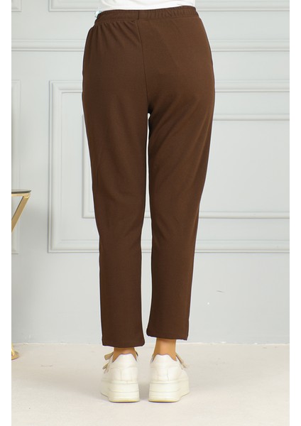Beli Lastikli Pantolon 0498-02 Kahverengi fırsatları
