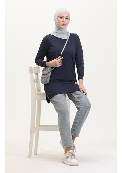 Yırtmaçlı Spor Tunik 0529-04 Lacivert