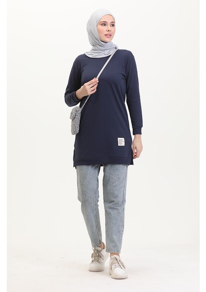 Yırtmaçlı Spor Tunik 0529-04 Lacivert
