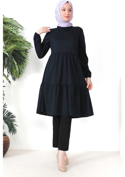 Büzgülü Tunik 0699-11 Lacivert