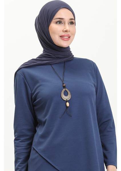 Kolyeli Tunik Pantolon Ikili Takım 0704-10 Indigo