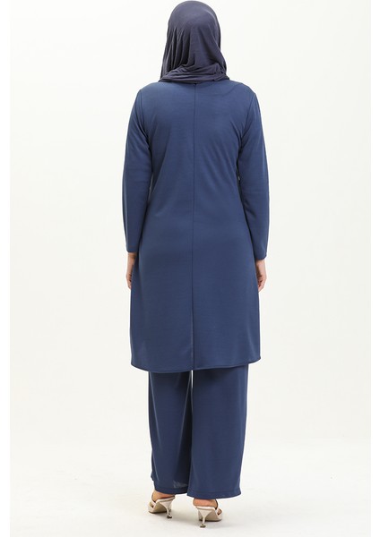 Kolyeli Tunik Pantolon Ikili Takım 0704-10 Indigo