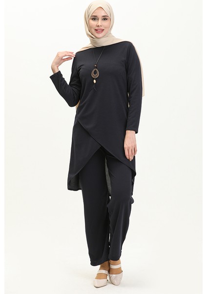 Kolyeli Tunik Pantolon Ikili Takım 0704-11 Lacivert
