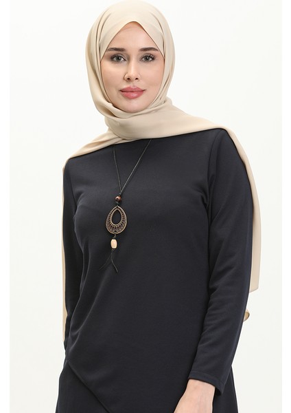 Kolyeli Tunik Pantolon Ikili Takım 0704-11 Lacivert