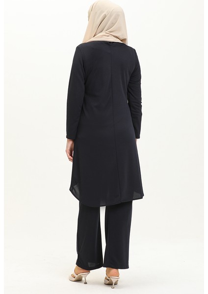 Kolyeli Tunik Pantolon Ikili Takım 0704-11 Lacivert