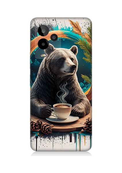 General Mobile GM24 Pro Uyumlu Kahve Ayısı Desenli Silikon Kılıf