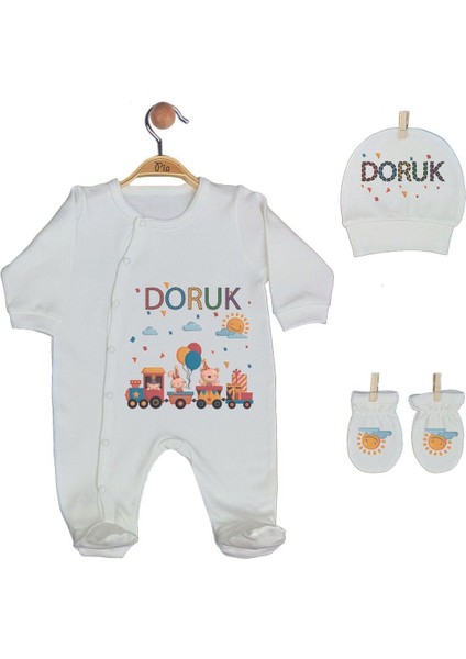 %100 Pamuk Baskılı 11’li Isimli Organik Erkek Bebek Hastane Çıkışı