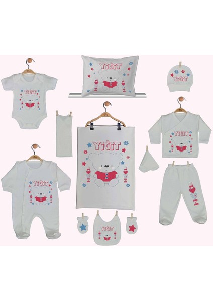 11 Parça %100 Pamuk Organik Baskılı Isimli Unisex Bebek Hastane Çıkışı