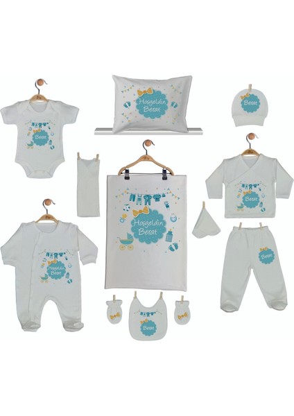 %100 Pamuk Baskılı 11’li Isimli Organik Bebek Hastane Çıkışı