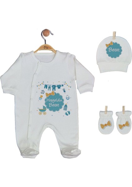 %100 Pamuk Baskılı 11’li Isimli Organik Bebek Hastane Çıkışı fırsatları