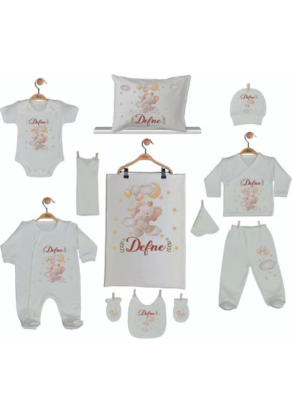 %100 Pamuk Baskılı 11’li Isimli Organik Unisex Bebek Hastane Çıkışı