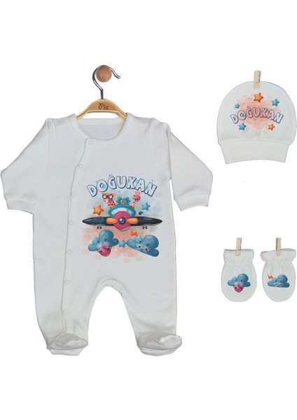 %100 Pamuk Baskılı 11’li Isimli Organik Erkek Bebek Hastane Çıkışı fırsatları