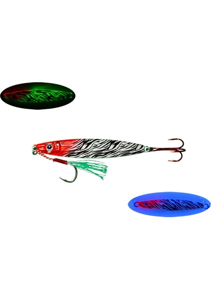 Sardin 22G - Sahte Yem Kaşık Rapala - Levrek, Palamut, Lüfer, Çinekop, Turna Jig Yemi-Zebra Glow