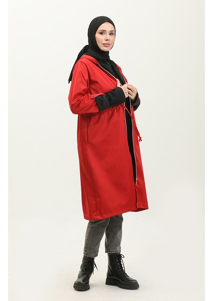 Beli Büzgülü Kapüşonlu Yağmurluk 0295-03 Bordo fiyatları