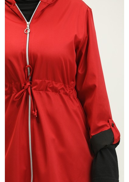 Beli Büzgülü Kapüşonlu Yağmurluk 0295-03 Bordo fırsatları