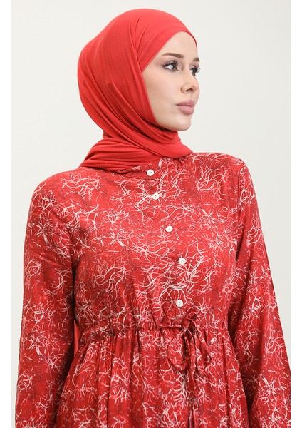 Karışık Desenli Elbise 0352-03 Bordo fırsatları